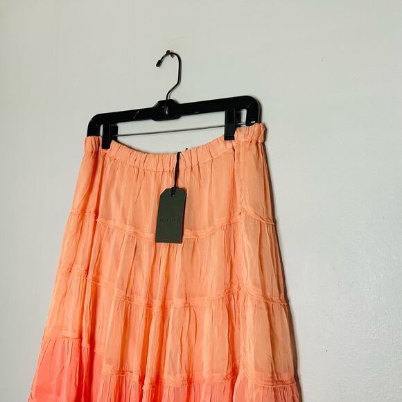 NWT ALLSAINTS Eva Sunburst Orange Ombré Maxi Tiered Skirt Size US 8 - Picture 6 of 16
